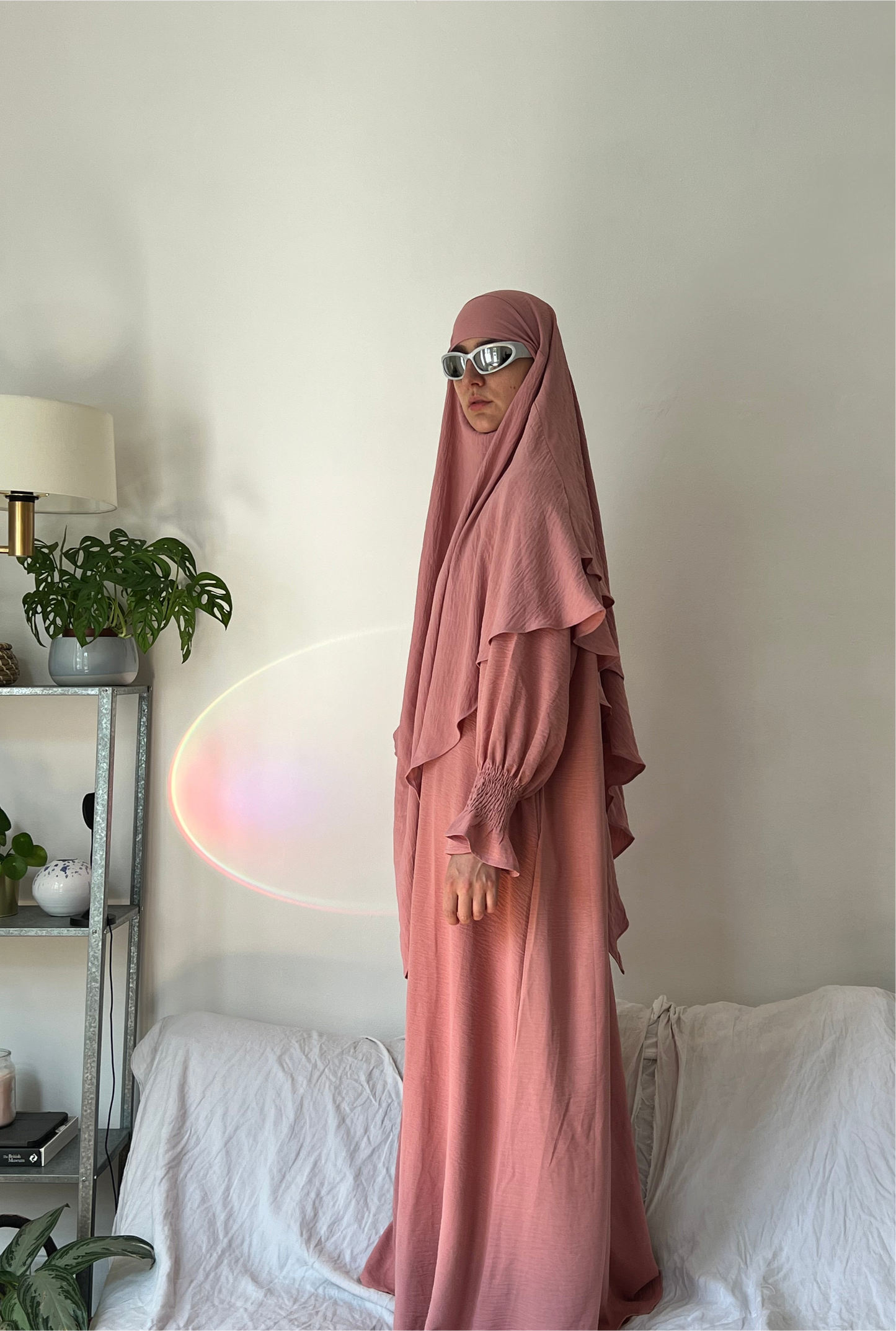 Dusty Rose Abaya & Khimar Set